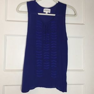 Olive & Oak Hart Embroidery Detail Tie Neck Tank